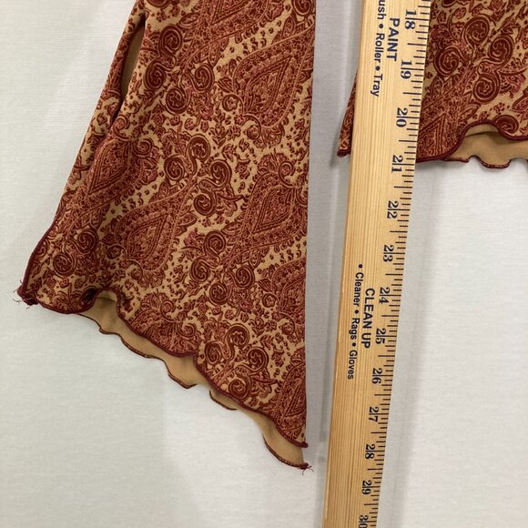 M Heart M size Medium Boho Criss Cross Flare Sleeve Stretch Top Y2K Festival - Picture 6 of 11